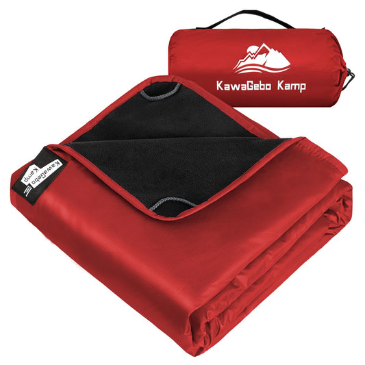 KawaGebo Kamp Fleece Waterproof Outdoor Blanket, Windproof Stadium Blanket for Camping, Picnics, and Sports Stay Dry and Comfortable 80"x58"
