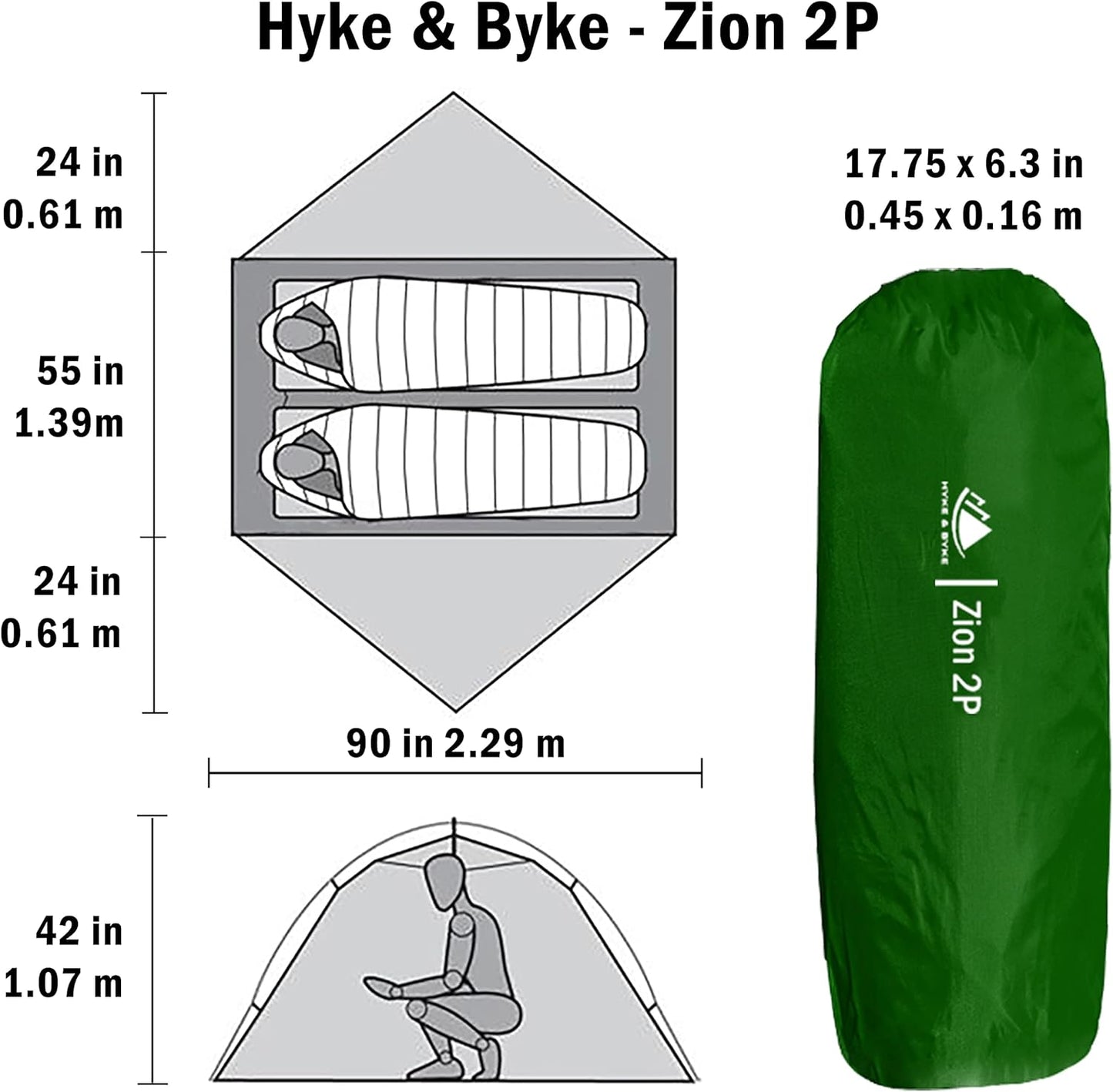 Hyke & Byke Zion Hiking & Backpacking Tent - 3 Season Ultralight, Waterproof Tent for Camping w/Rain Fly and Footprint - 1 Person - Orange