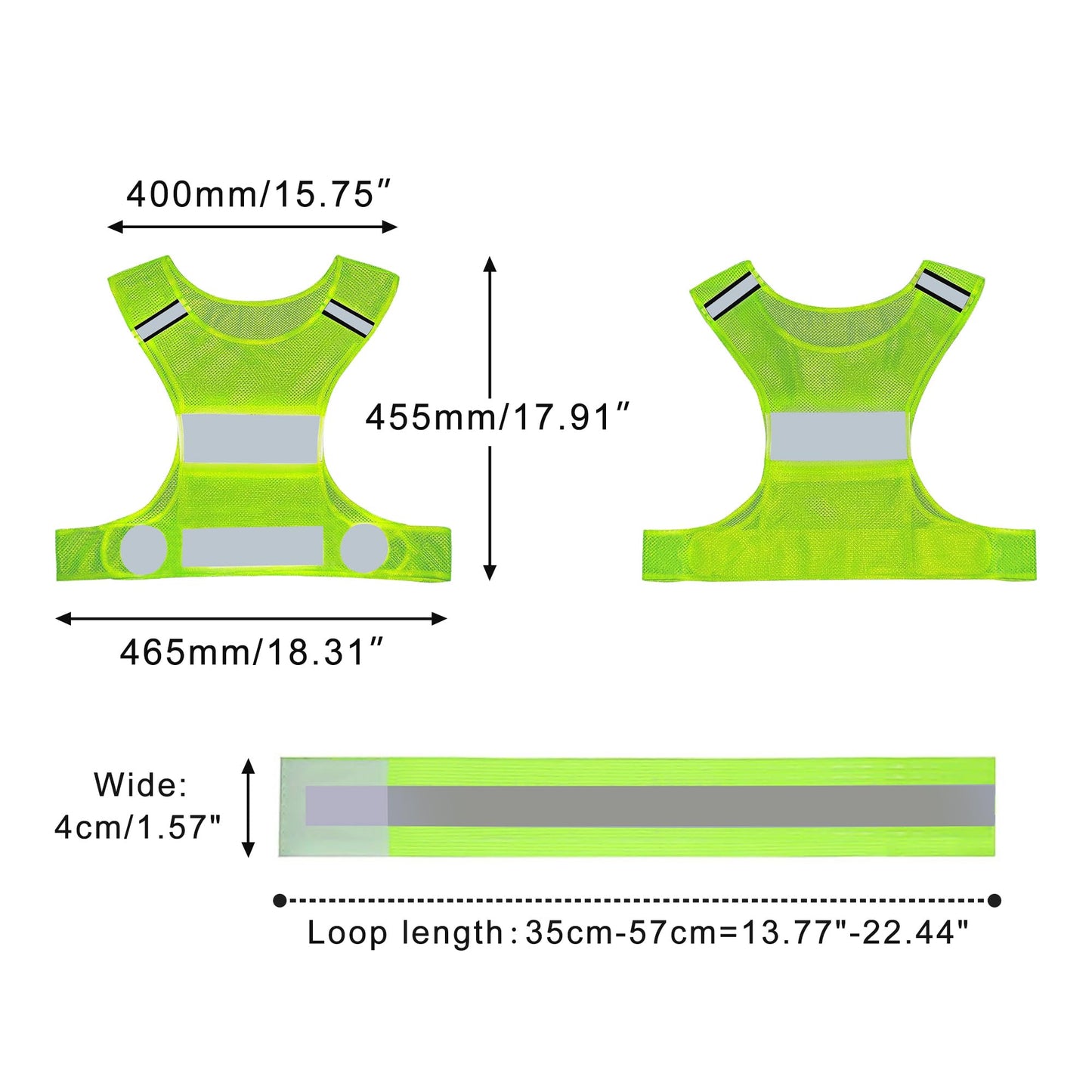 GOOFIT Running Vest and 2 Arm Straps for Jogging, Bicycle, Cycling Reflective High Visibility Vest Breathable Lightweight for Men & Women