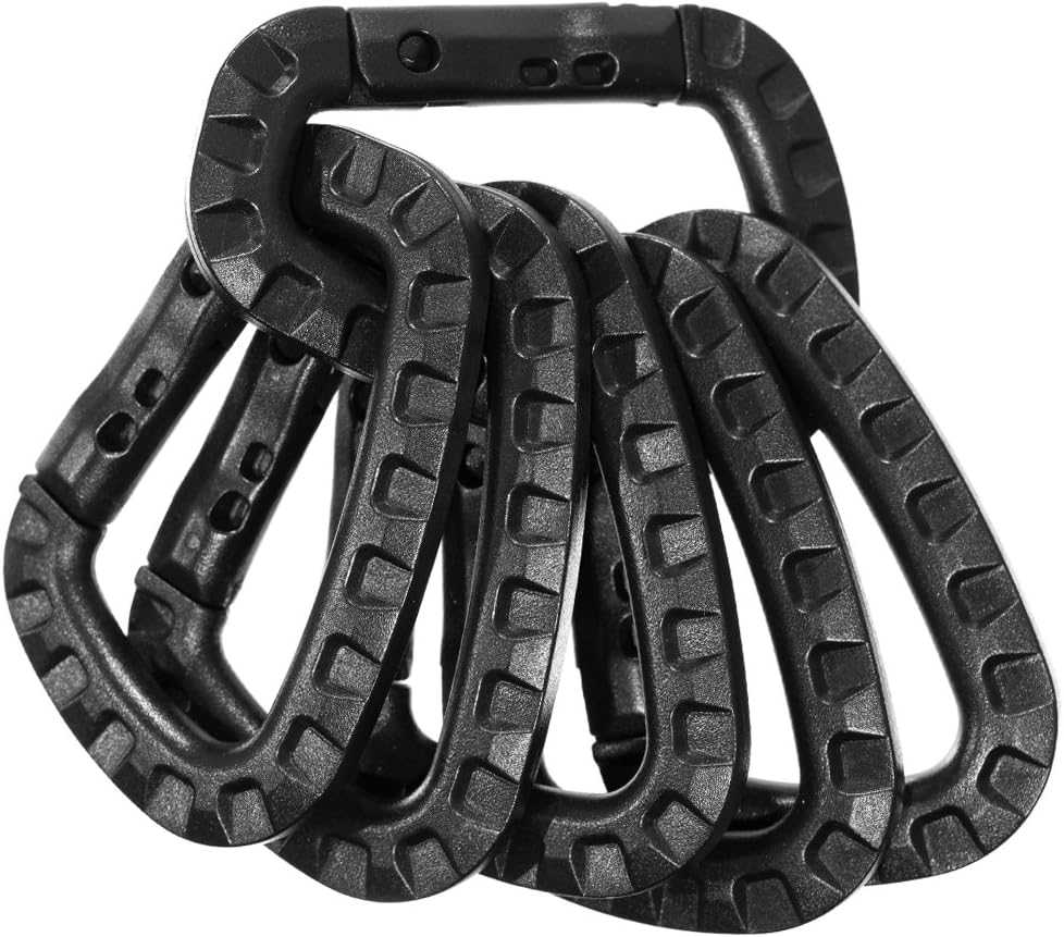 Tactical Carabiner Keychain 6 Pack - Durable Plastic Carabiners - Lightweight Spring Snap Gear - Utility Hooks for Backpacks, Buckles, Hanging Gear, and Outdoor Recreation