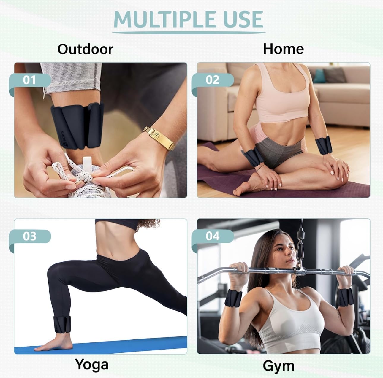 Adjustable Silicone Wrist & Ankle Weights-Set of 2(1 lb Each)-Comfortable & Stylish Arm Or Leg Weights For Women And Men-Ideal For Running, Walking, Yoga, Pilates, Barre, Home Workouts