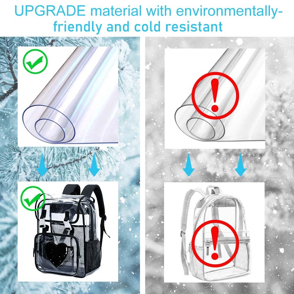 FTJCF 3PSC Clear Backpack, Heavy Duty Transparent Bookbag for Girls Women, Stadium Approved See Through Backpack Set (Black Sequins)