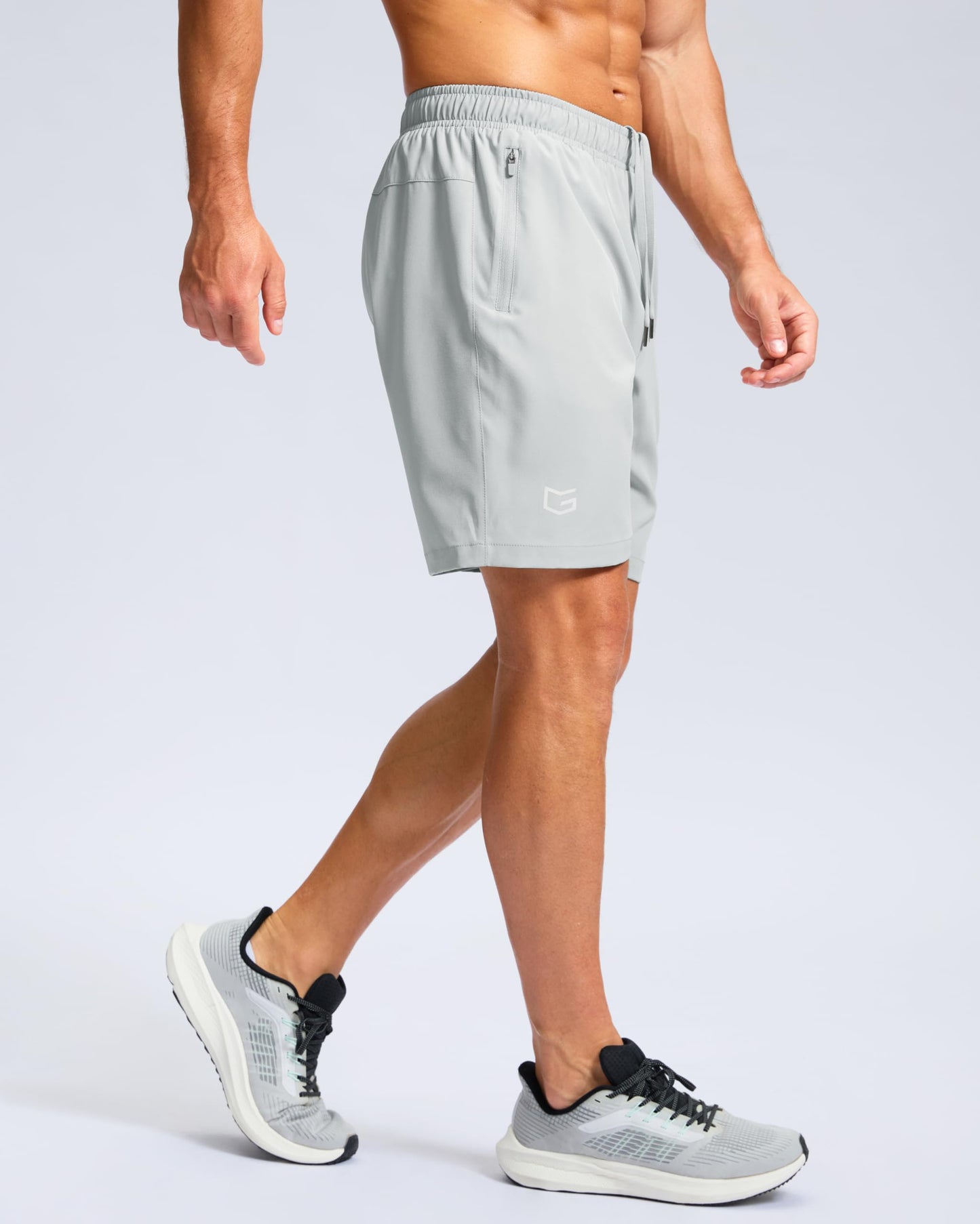 Men's Athletic Running Shorts with Zipper Pockets Quick Dry 7"/ 5"/ 9" Workout Gym Shorts for Basketball Hiking(Platinum Grey,7XS)