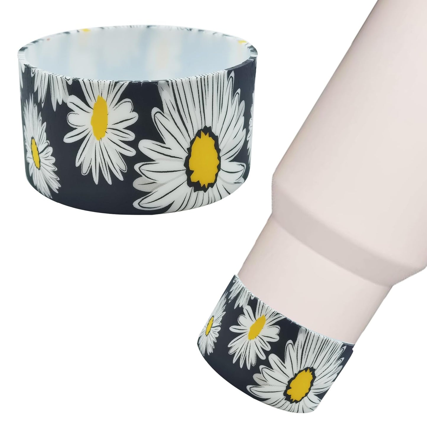 Gliquran Daisy Protective Silicone Boot for Stanley Quencher H2.0 40 30 20 oz & IceFlow Flip 30 20 oz,Plant Water Bottle Boots Accessories