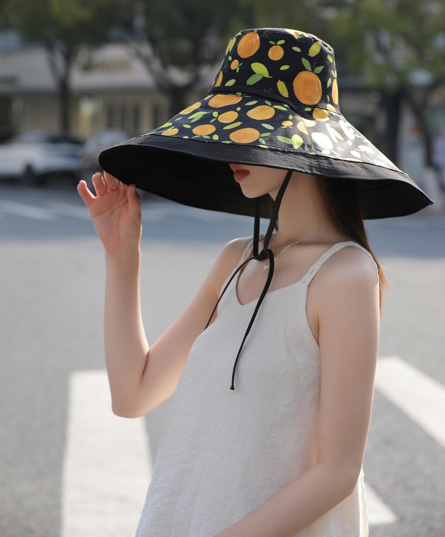 7 inch Wide Brim Women Summer Sun Floppy Hat Beach Bucket Hats Reversible Foldable Fishing Travel UV Protection Ladies Hat