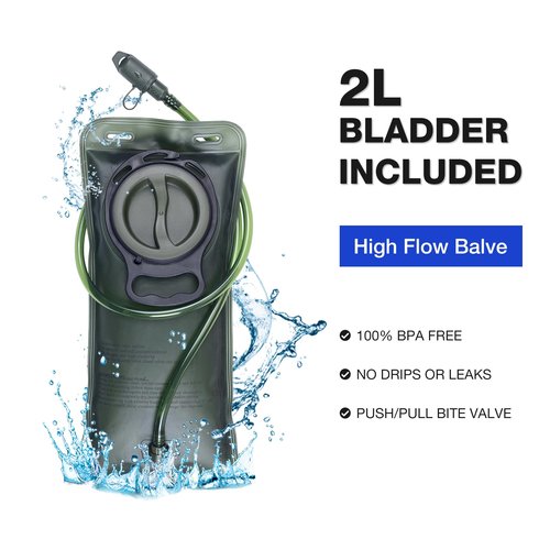NorthClimbOtd Reflective Water Hydration Backpack, Hiking Hydration Backpack, Hydration Bag with 2L Water Bladder High Flow Bite Valve, for Running, Biking, Climbing, Festival Rave for Men Women