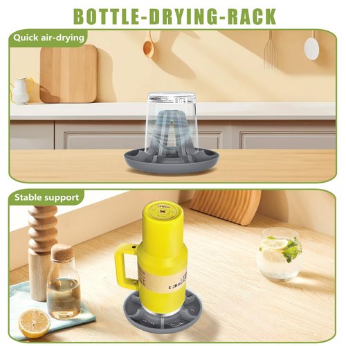 BANGIE - Bottle Drying Rack for Stanley Cup Accessories - Air Convection Fast Drying Bottle Rack - Soft Silicone Bottle Rack Dryer Suitable for Multiple Container Sizes - 2 Pack, Gray