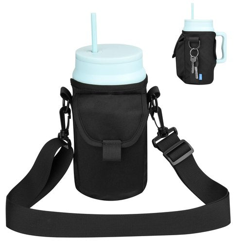 Xxerciz Water Bottle Carrier Bag for Simple Modern 50 oz Mug Tumbler with Handle, Nylon Bottle Pouch with Phone Pocket, Adjustable Shoulder Strap Water Bottle Holder for Simple Modern Cup Accessories