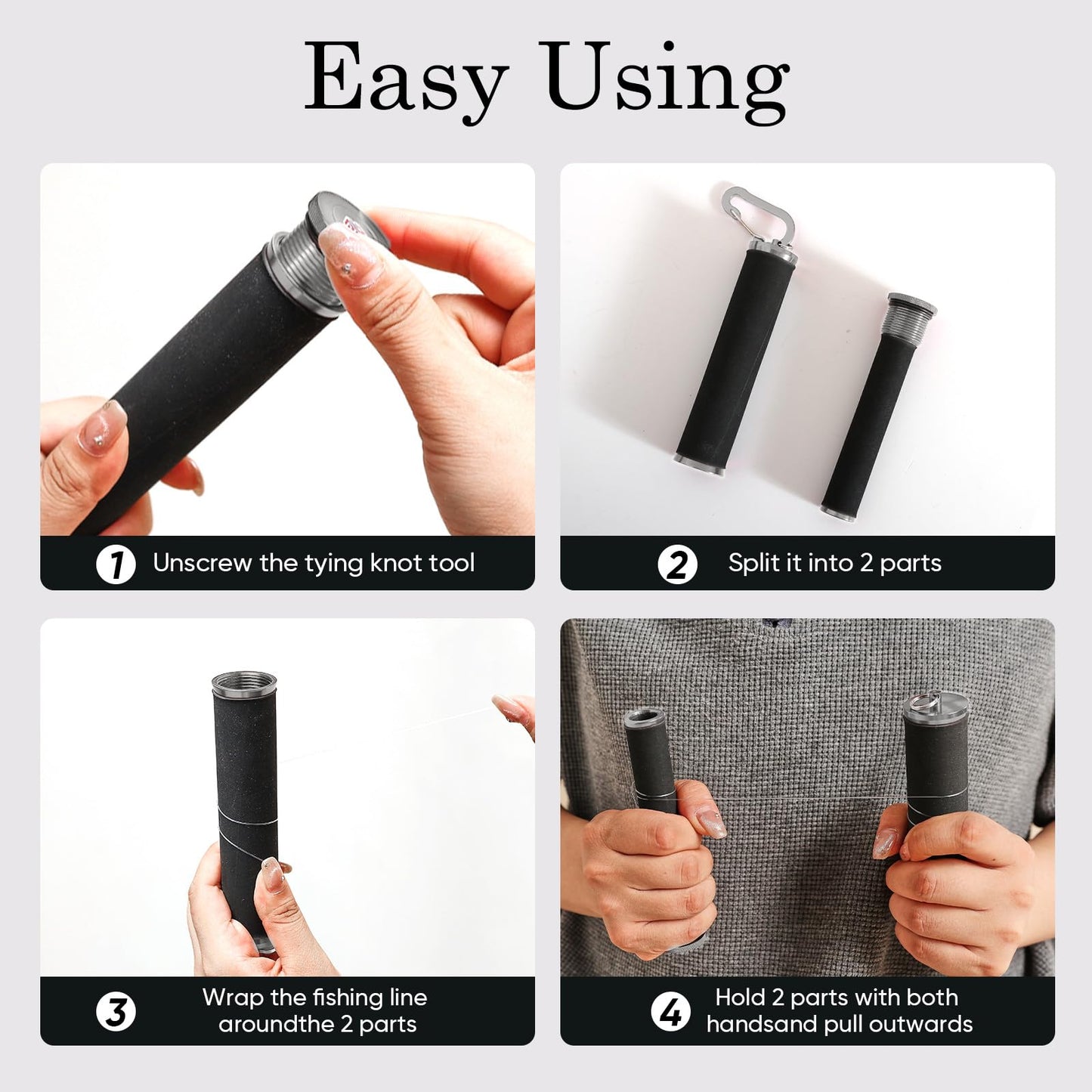 GaiRen Fishing Knot Puller Tool, FG GT Knot Tying Tool, PE Fishing Line Knot Grippers Line Dragger Tightener (Gray)