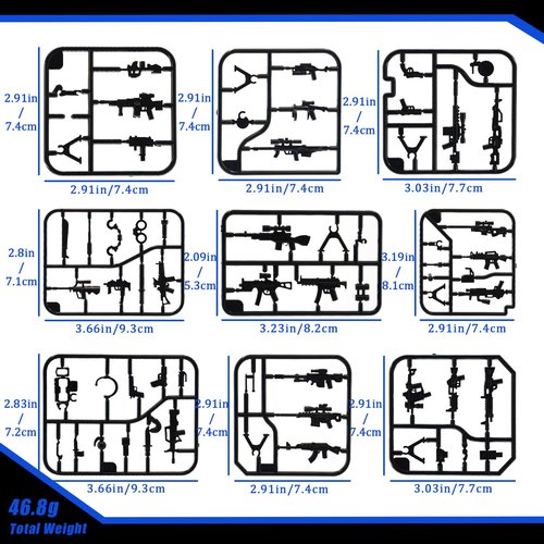 PARAELVES Mini Weapon Accessories, Minifigure Accessories for Military Enthusiast, Various Mini Guns, Helmets for All Age, DIY Police Keychain