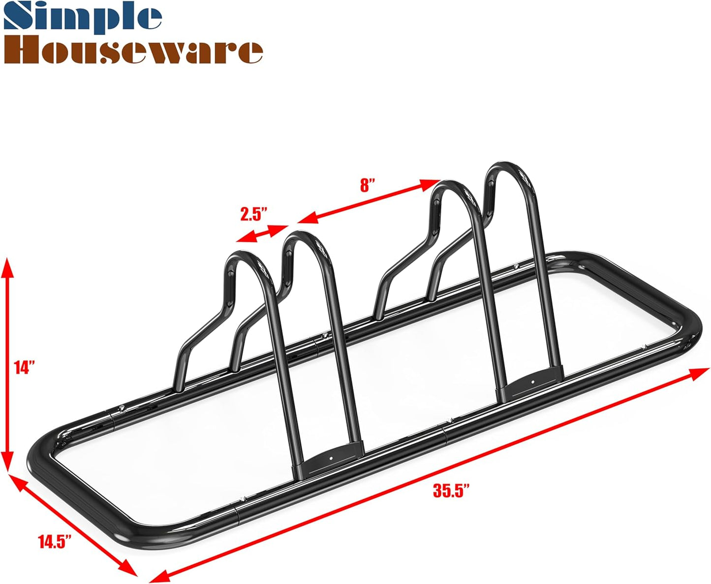 Simple Houseware 5 Bike Bicycle Floor Parking Adjustable Storage Stand, Silver