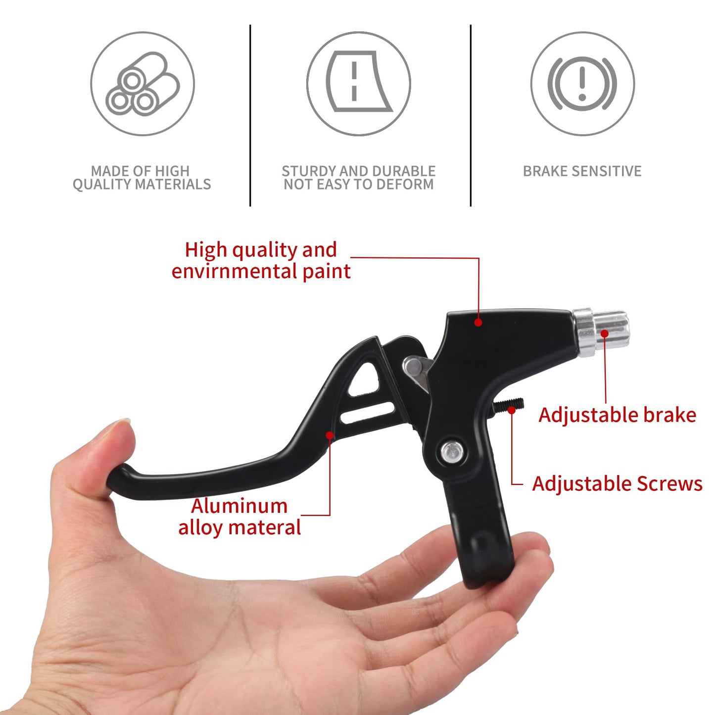 Gashwer Universal 2.2cm Bike Brake Levers Aluminum Alloy V-Brake Handlebar Bicycle Brake Handle for Most Bicycle, Mountain Bike, Road Bike 1 Pair (Black)