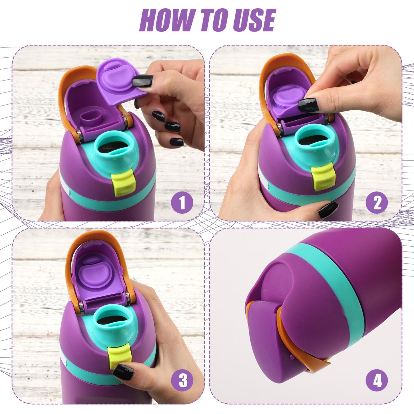 4pcs Water Bottle Seal Circle & 4pcs Replacement Stopper for Owala FreeSip, Silicone O Lid Gasket Ring Top Parts for Free Sip 16oz 19oz 24oz 32oz 40oz, Cap Mouth Plug Accessories, BPA-Free (Colorful)