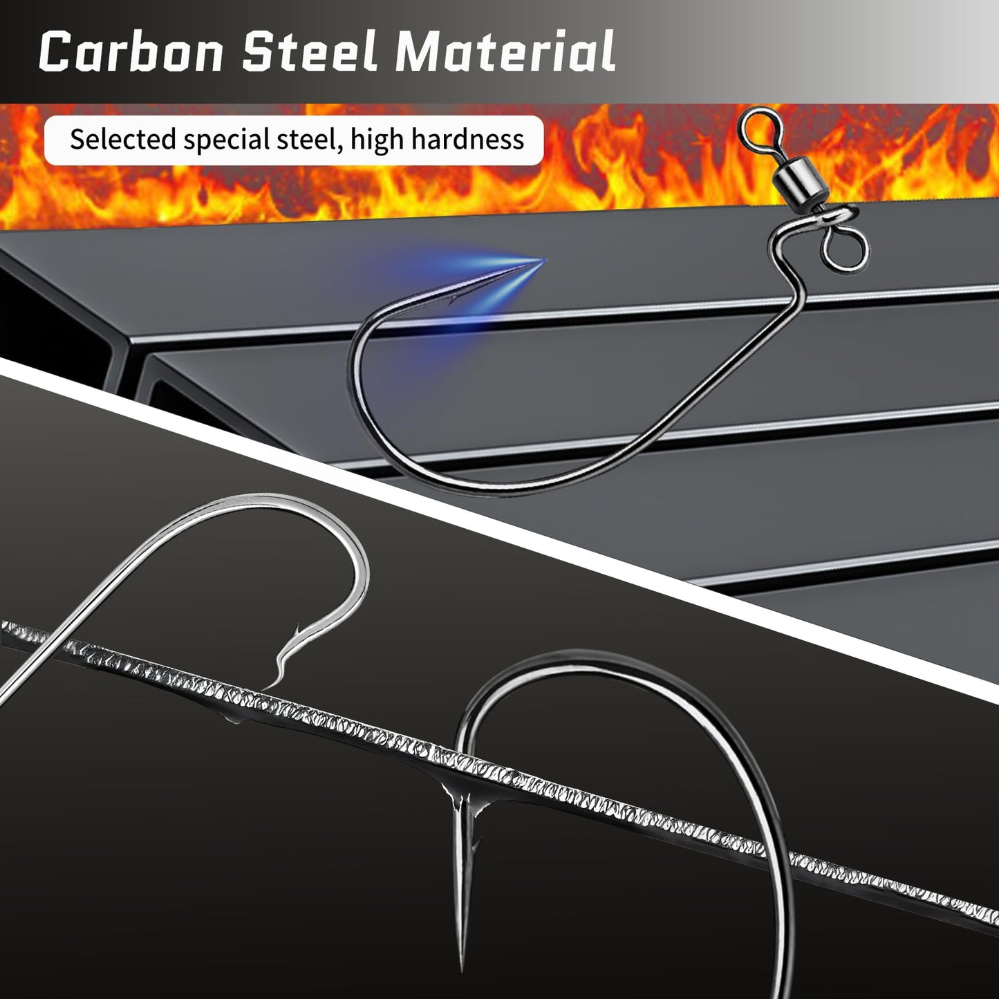 FishTrip Spin Shot Hooks for Drop Shot Rigs, 20pcs EWG Hook for Bass Fishing with Swivel Saltwater Freshwater Size 2/0