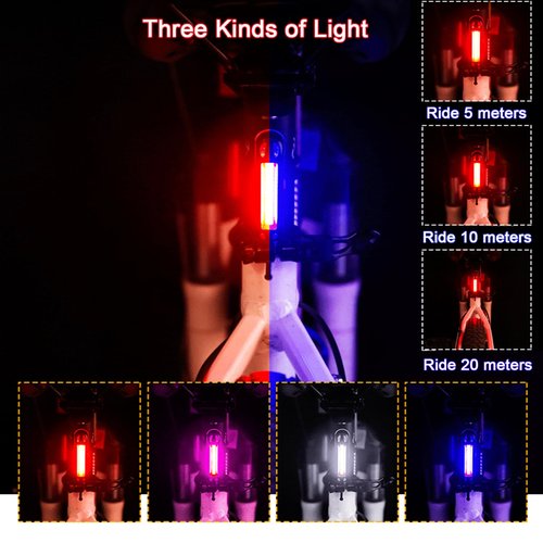 YUERWOVER Bike Tail Light Ultra Bright Bicycle Rear Light 2 Pack USB Rechargeable LED Safety Lamp Cycling Night Riding Essential Warning Flasher Waterproof 5 Modes Road Reflector(Red+Blue)