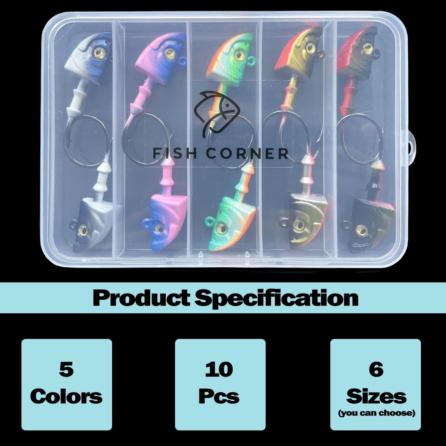 Fish Corner Swimbait Jig Head Swimbait Jigs with 3D Eyes Minnow Jig Heads for Fishing Saltwater 10 pcs/Set 1oz