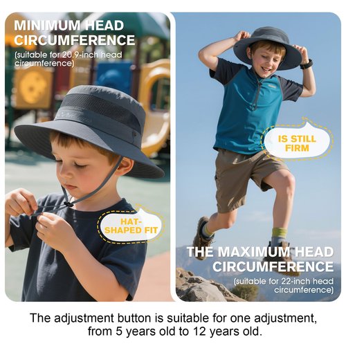 Century Star Outdoor Kids Sun Hat UPF 50+ Quick Dry Adjustable Bucket Hat Windproof Waterproof Beach Fishing Safari Hat Beige 5-13T