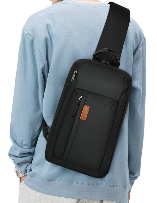 RAINSMORE Large Sling Bag for Men Lightweight Waterproof Crossbody Bag Travel Hiking Bag Chest Bag Sling Backpack for Cycling Sport