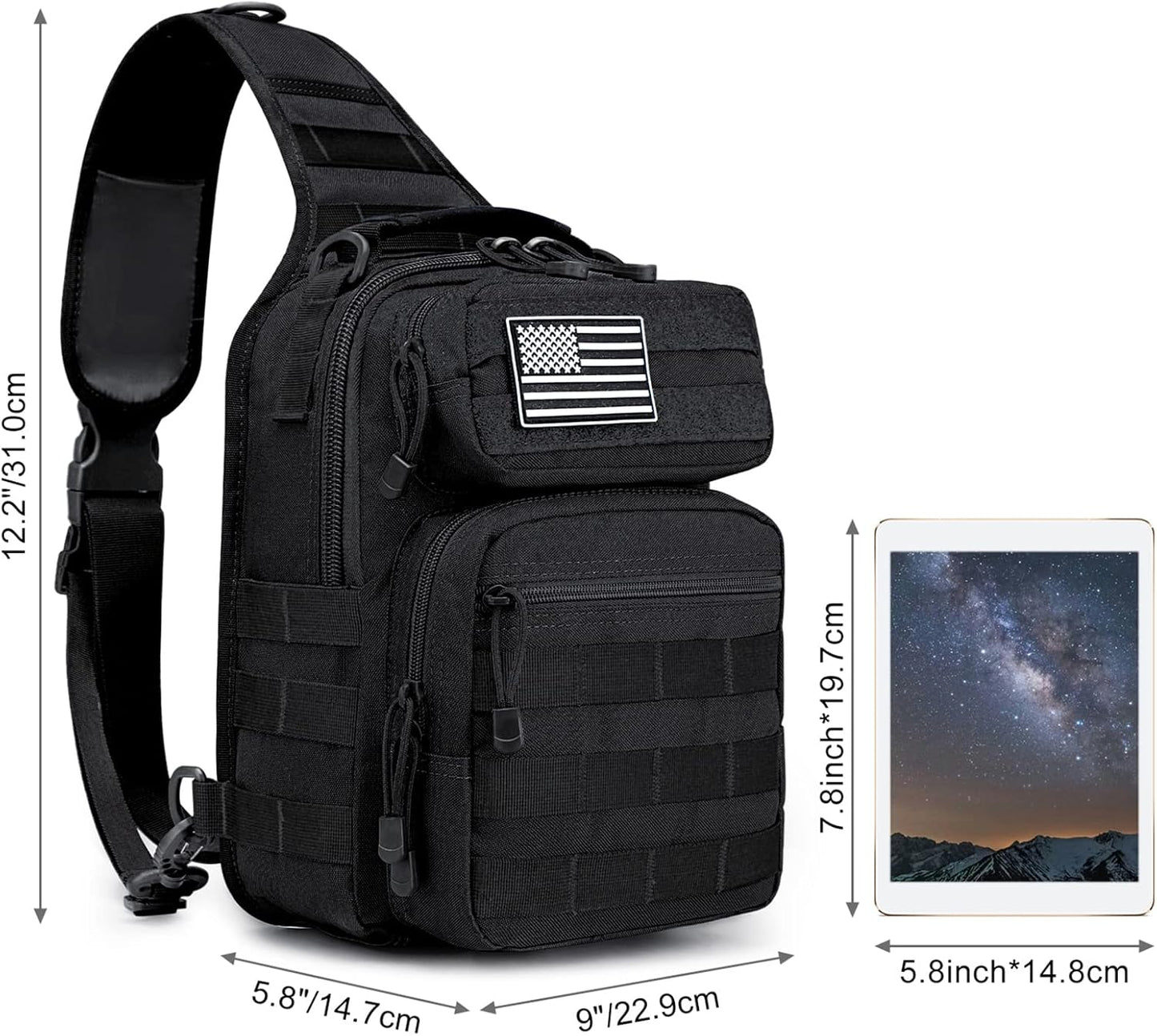 G4Free Tactical Sling Bag Backpack Military Rover Shoulder Sling Pack Molle EDC Small Crossbody Chest Pack