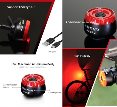 Xlite SE Smart Bike Light, Automatic Brake-Sensing Taillight, Ultra-high Visibility, Auto On/Off, USB-C Rechargeable Ultra-Long Standby, IPX6 Waterproof, 3 Lighting Modes, Lightweight Design.
