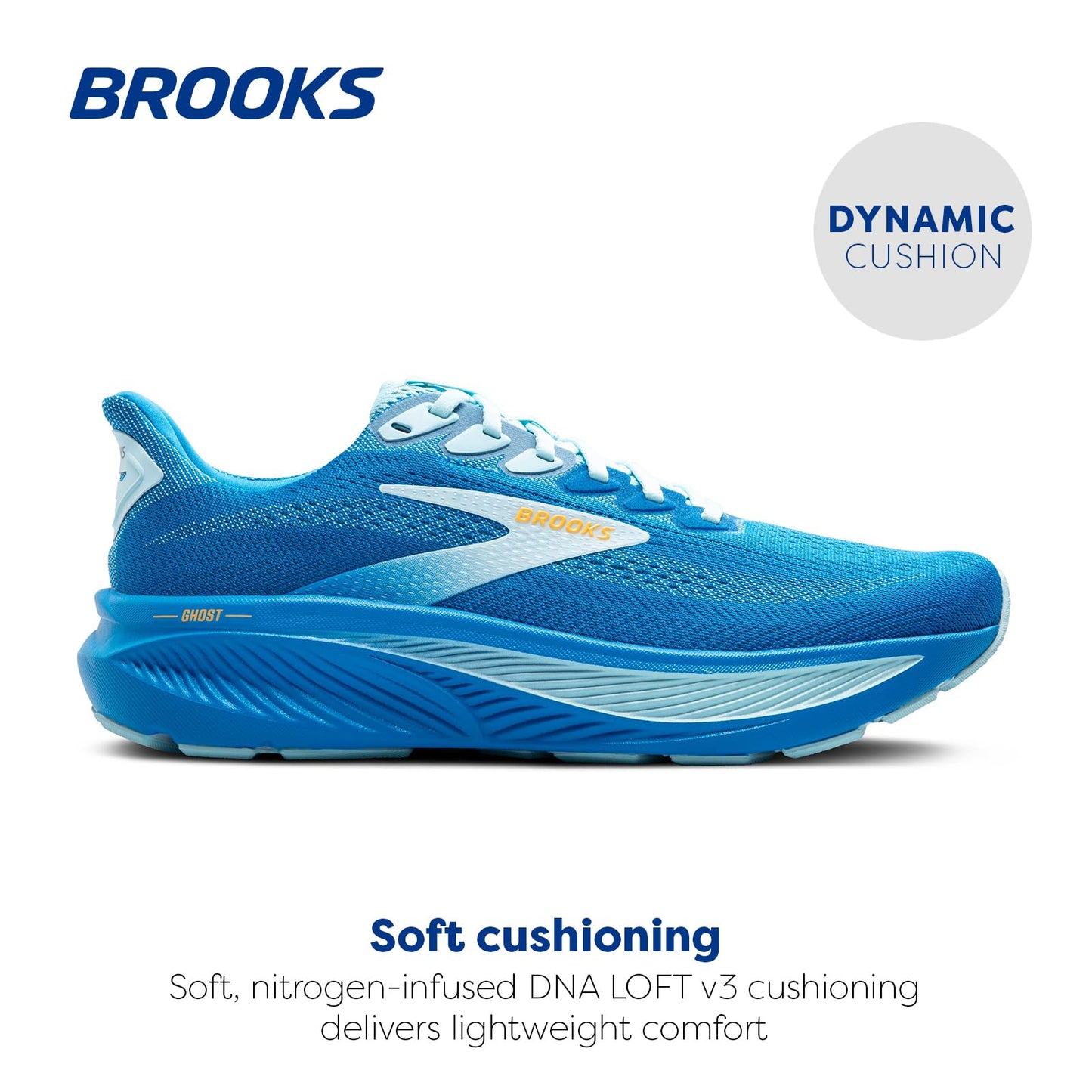 Brooks Men’s Ghost 17 Neutral Running Shoe - Cloissone/Blue/Orange - 12.5 Medium
