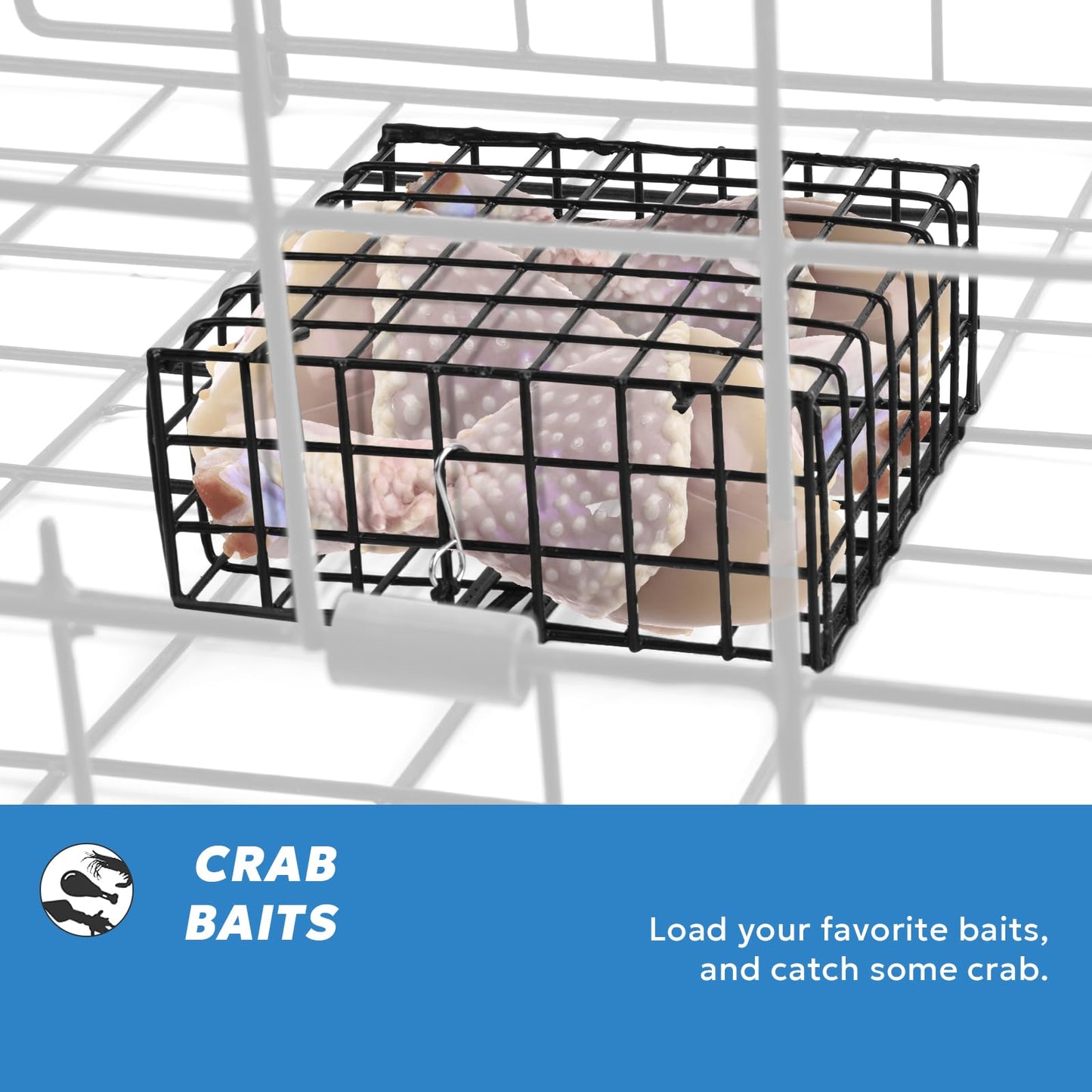 A1FISHER 3Packs Vinyl-Coated Wire Crab Bait Cages for Crab Pot, 6"x6"x3" Black
