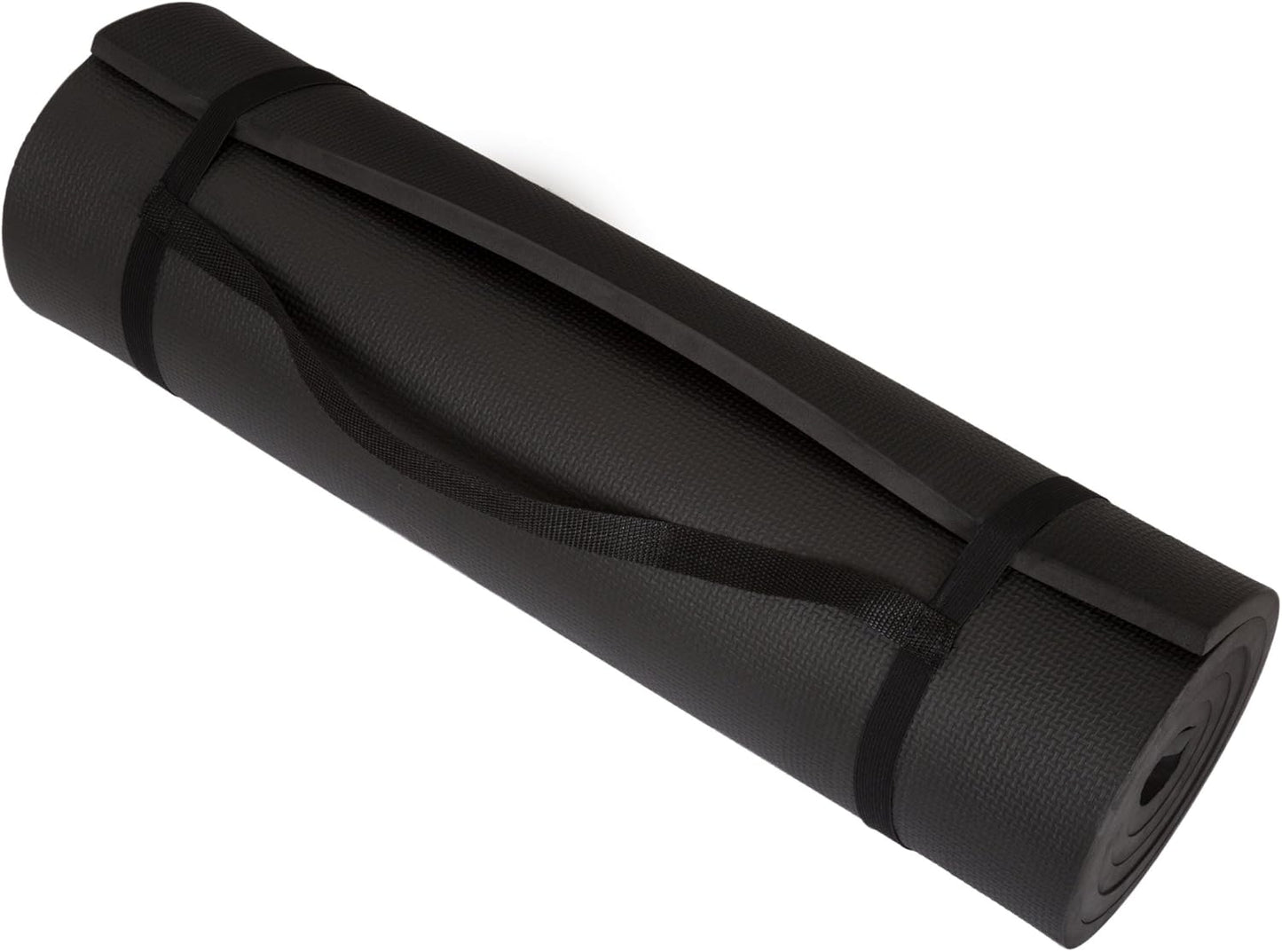 Yoga Mat - Double Sided 1/4-Inch Workout Mat - 71x24-Inch Exercise Pad for Home Gym Fitness or Pilates with Carrying Strap by Wakeman