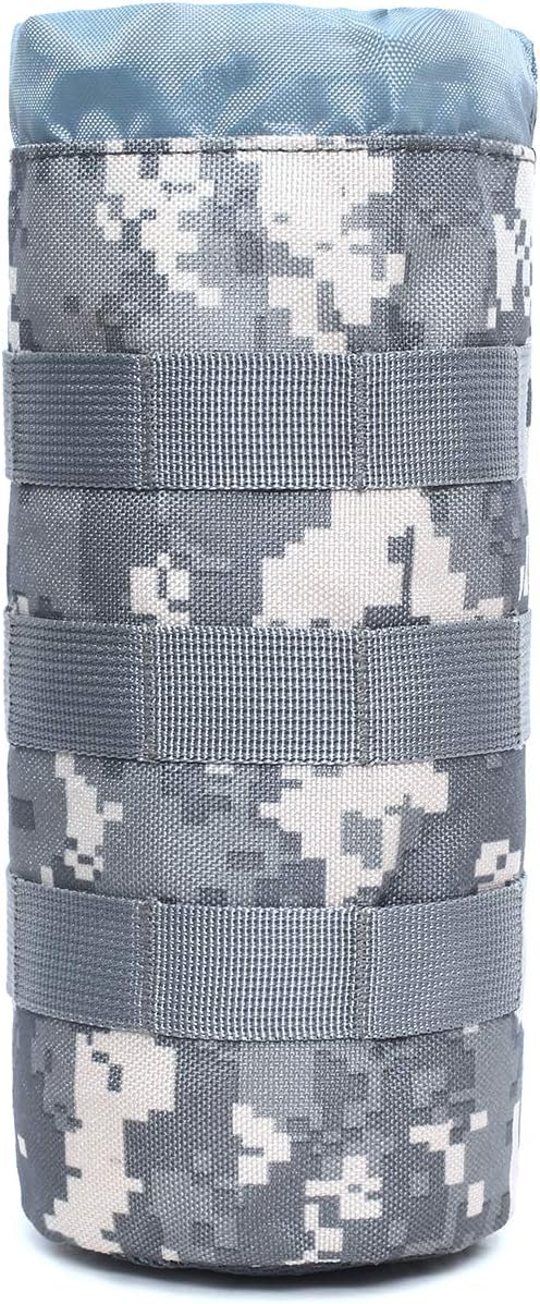 Tactical Molle Water Bottle Pouch Military Drawstring Open Top & Mesh Bottom Travel Water Bottle Holder Bag Tactical Hydration Carrier