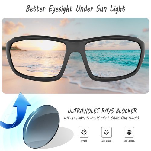 SOL PRO Polarized Motorcycle Riding Sunglasses Wraparound Frame Foam Padded UV Protection, Golfing, Fishing, Fit Men and Women