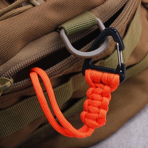 DraCra 3 Pack Paracord Keychain Lanyard Triangle Buckle Lock Clip Hook Strap Clasp Parachute Rope Hanging Carabiner for Outdoor Survival Tactical Camping Backpack Fishing