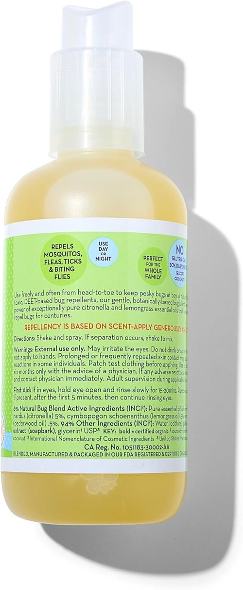 California Baby DEET-Free Natural Bug Repellent Spray | Citronella Mosquito & Insect Repellent for Kids & Adults | 59 mL