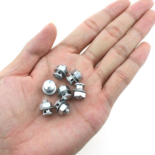 Bxian 10PCS 12.5mm/0.49inch Stainless Steel Bicycle Brake Brake Line Brake Clamp Locking Screw with Nut and Washer Universal Stop Ring Brake Pull Nut for Fixing Bicycle Brake Line