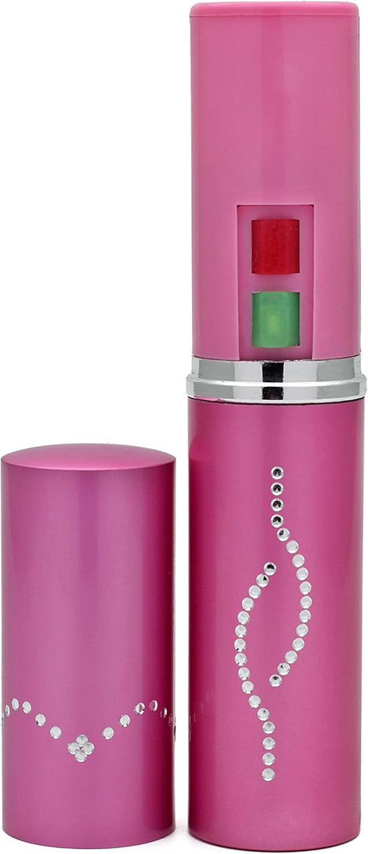 Spark Lipstick Stun Gun Women Self Defense Bright Led Flashlight - Rechargeable Battery (Pink)