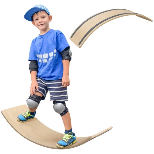 Qaba Balance Board Kids, Wooden Wobble Board for Children, 35 Inch Toddler Balance Board Open Ended Learning Toy for Years 3-8, Wood