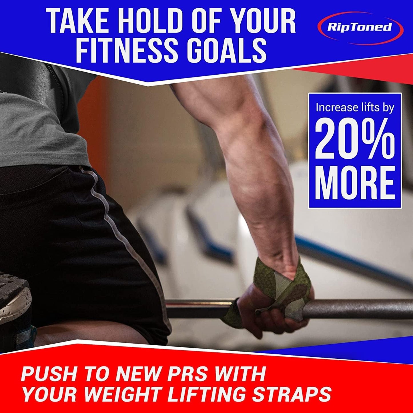 Rip Toned Performance Wrist Straps For Weightlifting - 23" Weight Lifting Straps for Men, Women (Padded) - Cotton Gym Wrist Wraps for Deadlift, Strength Training, Powerlifting, Bodybuilding