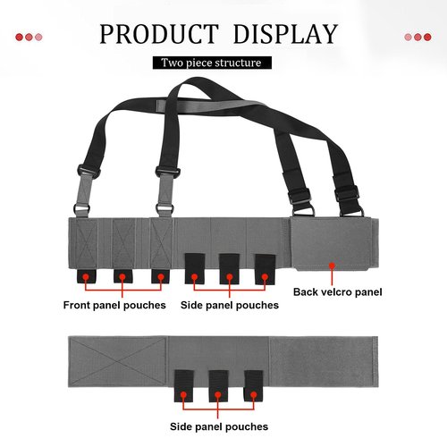 CASONMMAX Low-Vis Tactical Chest Fixation Device,Lightweight Elastic Rig Cummerbund Combat Gears. (Wolf Grey)