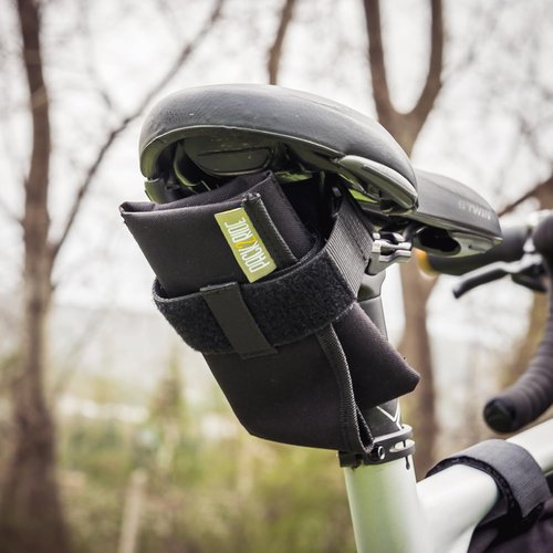 PACK2RIDE Blossom Bike Saddle Roll Bag - Water Resistant, Durable Cordura Fabric & Bicycle Tool Kit Holder - Under Seat Storage, Bike Pouch, Seat Roll for Road, Gravel Cycling (Black)