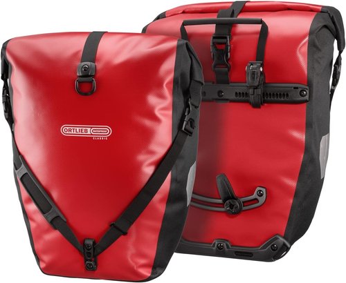 Back-Roller Classic QL2.1 Bicycle Bags - Waterproof 40L Pair in Black/Red