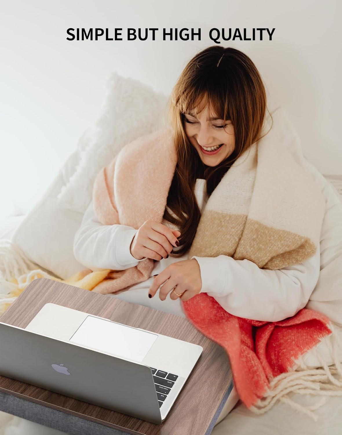 Lap Desk with Pillow Cushion, Portable Laptop Bed Desk, Fits up to 15.6 inch Laptop, Lap Stand for Bed & Couch & Carpet, Book Tablet/Drawing Board - Pink