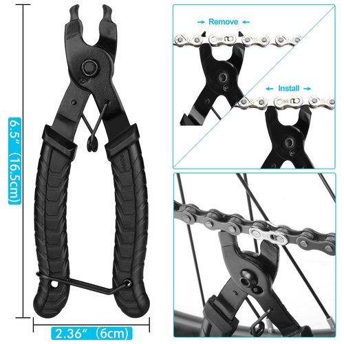 Bike Chain Tool Kit with 6/7/8 Speed Chain, Bike Chain Breaker with Hook, Link Plier and 6 Pairs Bicycle Buckle for Road Mountain Racing Cycling