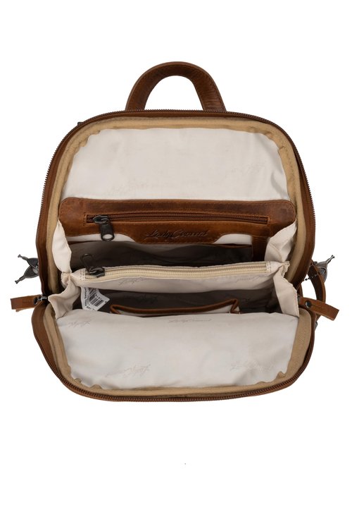 Lady Conceal Concealed Carry Abby Tactical Leather Backpack with Holster and Locking Zippers (Cognac)