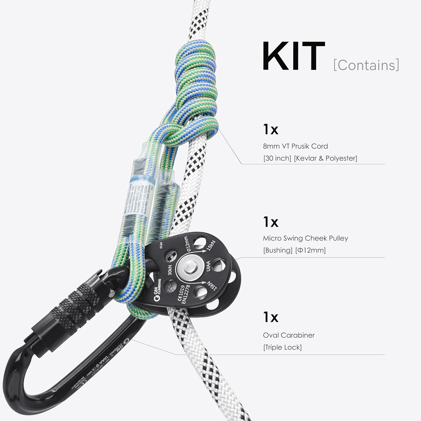 GM CLIMBING Swing Cheek Micro Pulley 30kN CE UIAA Certified