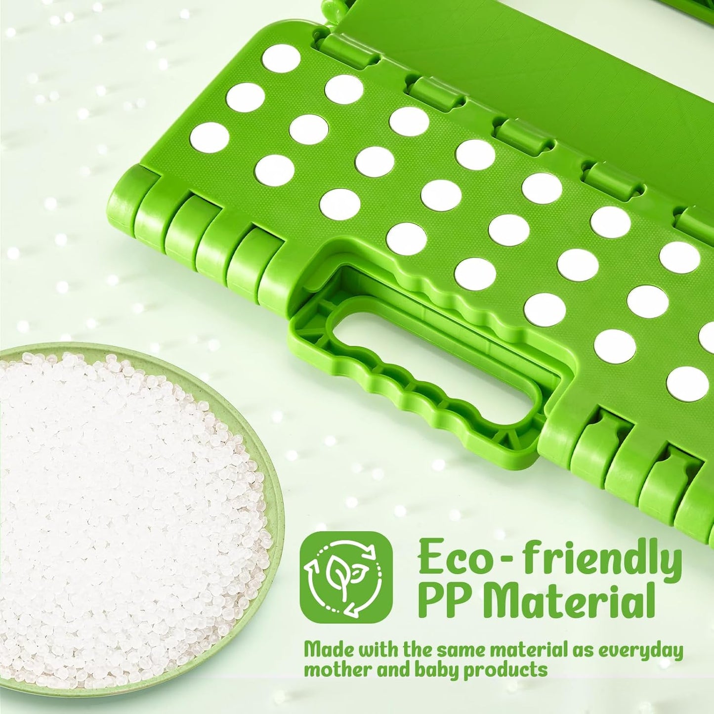 ACSTEP Folding Step Stool Foldable Stool 7.5 Inch Height Kids Step Stool, 300 lb Capacity Plastic Collapsible Stool, Stepping Stool with Handle Black Small Step Stool, Foot Stool Suitable for Kitchen