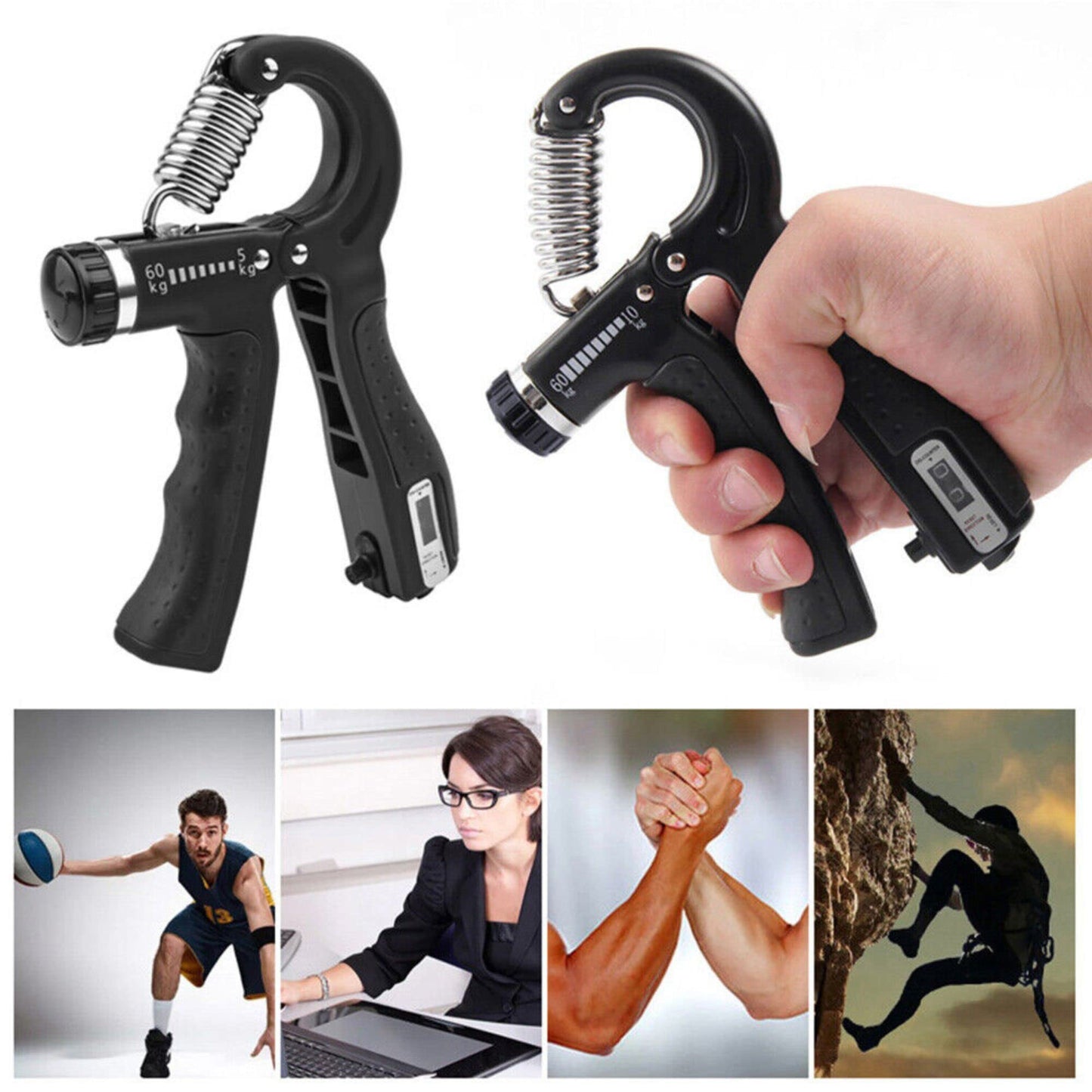 FRASSER [Upgraded Version] Hand Grip Strengthener with Counter, Adjustable Resistance 10Lbs-132Lbs, Non-Slip Gripper for Wrist Strength, Forearm Exercise, Muscle Building and Injury Recoveries