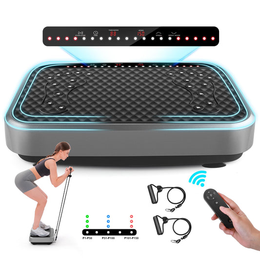 2025 New Vibration Plate Exercise Machine, TAWOM Vibration Plate for Lymphatic Drainage,Whole Body Fitness Platform for Weight Loss,Dynamic Workout Lights,Home Gym Workout for Women & Men - Grey