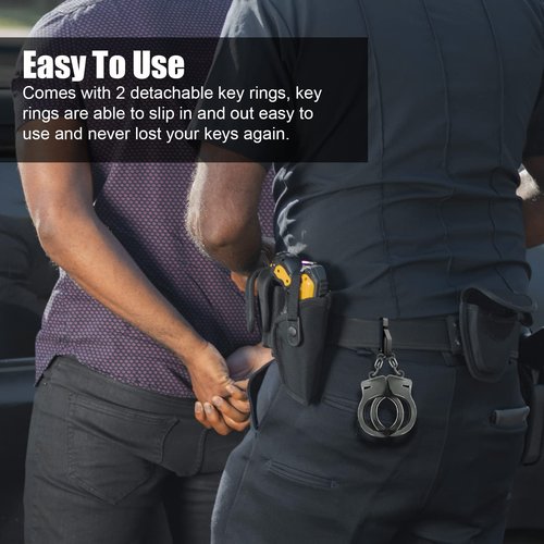 LUTER 2pcs Tactical Key Holders for Duty Belt, with 4pcs Key Rings, Stainless Steel Tactical Stealth Belt Loop Keychain Hook Clip Accessories for Police Fire Agencies for Wide Duty Belts (Black)