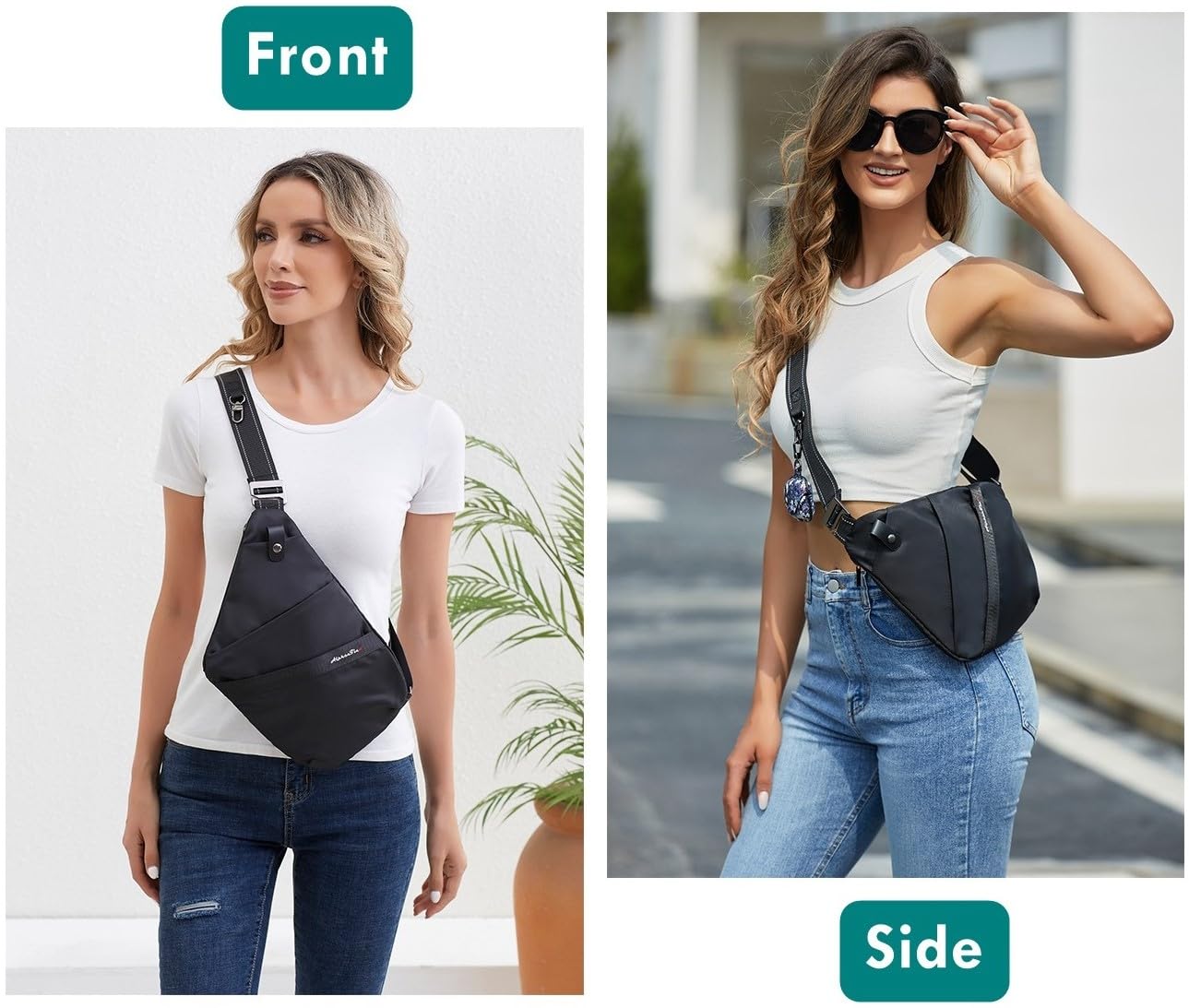 Alphantino Sling Bag for Men Women Slim Crossbody, Anti-Theft EDC Daypack, Fashion Lightweight Ergonomics Personal Flex Bag (Black)