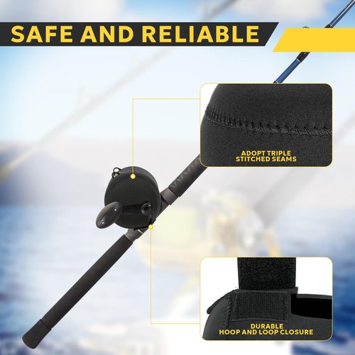 SF 3Pcs Neoprene Conventional Reel Covers Round Reel Case with 6 breathing holes, XL Size