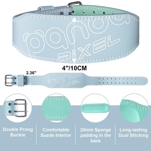 Weight Lifting Belt, Pixel Panda Leather Gym Belt for Women, 12 Inches Padded Lumbar Support for Ladies Fitness Squat Deadlift Heavy Duty Cross Training Gym Powerlifting Workout