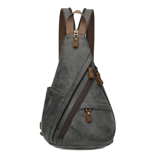 KL928 PU Leather Sling Bag - Small Crossbody Backpack Shoulder Casual Daypack Rucksack for Men Women